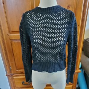 Isabel Marant Etoile Italy Cotton Black Open Knit Women's Sweater Medium